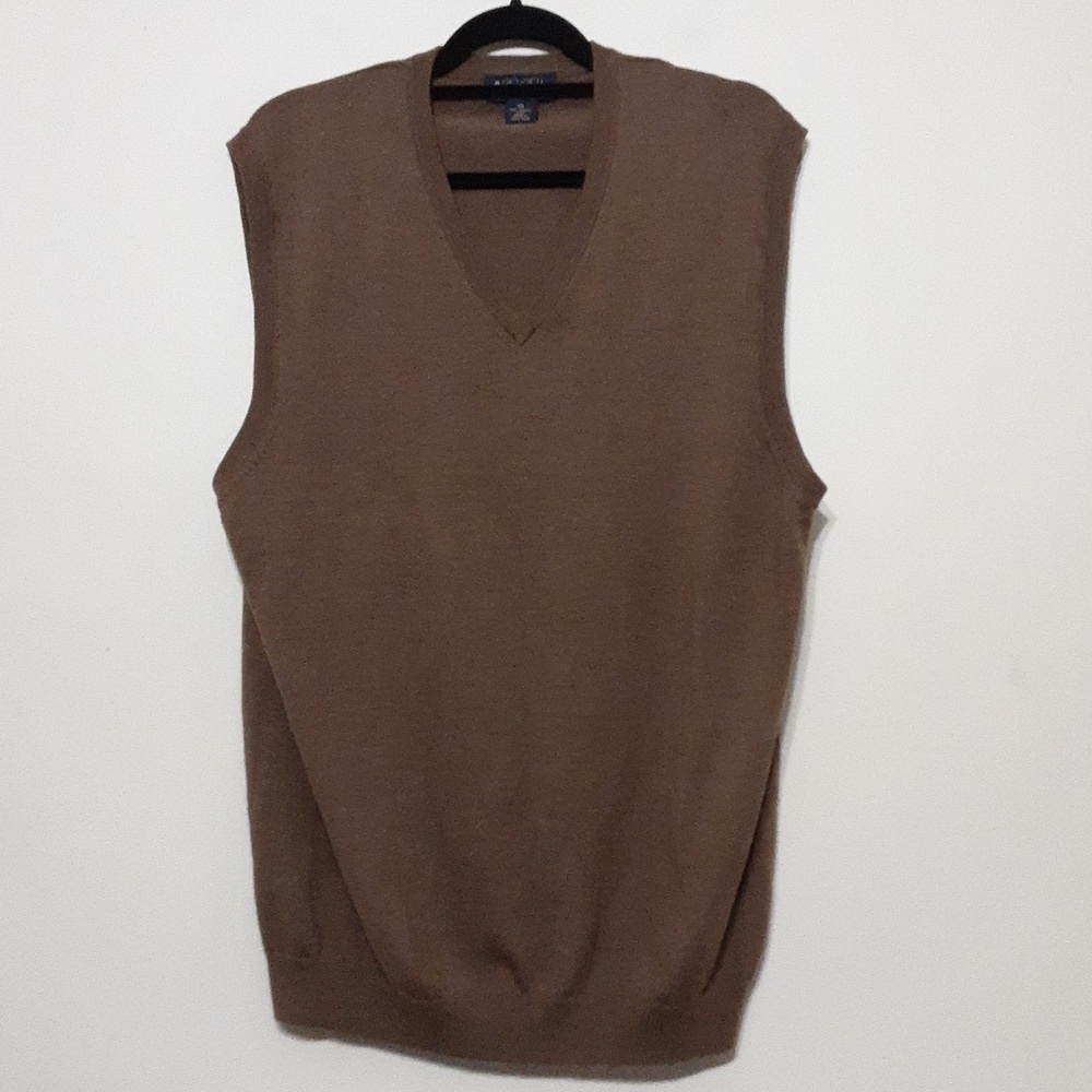 Brooks Brothers sweater vest pullover men XXL 100% merino wool brown Y2K grandpa